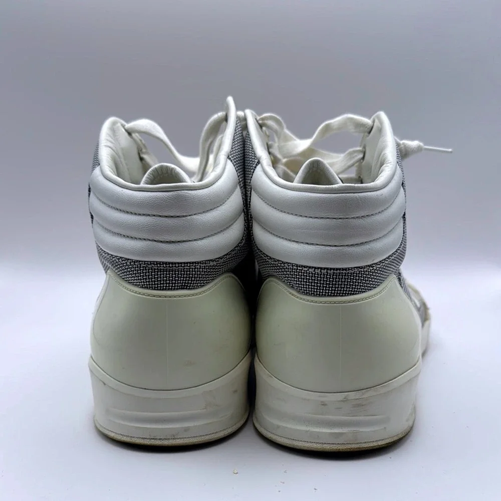 Gucci High Top Sneakers Grey Canvas Interlocking G Logo Men's size 12 309517